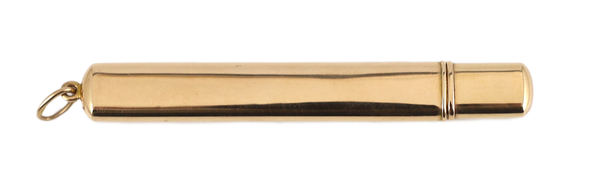 FABERGE- An early 20th century Russian 56 zolotnik gold pencil holder, workmaster, Alfred Thielemann